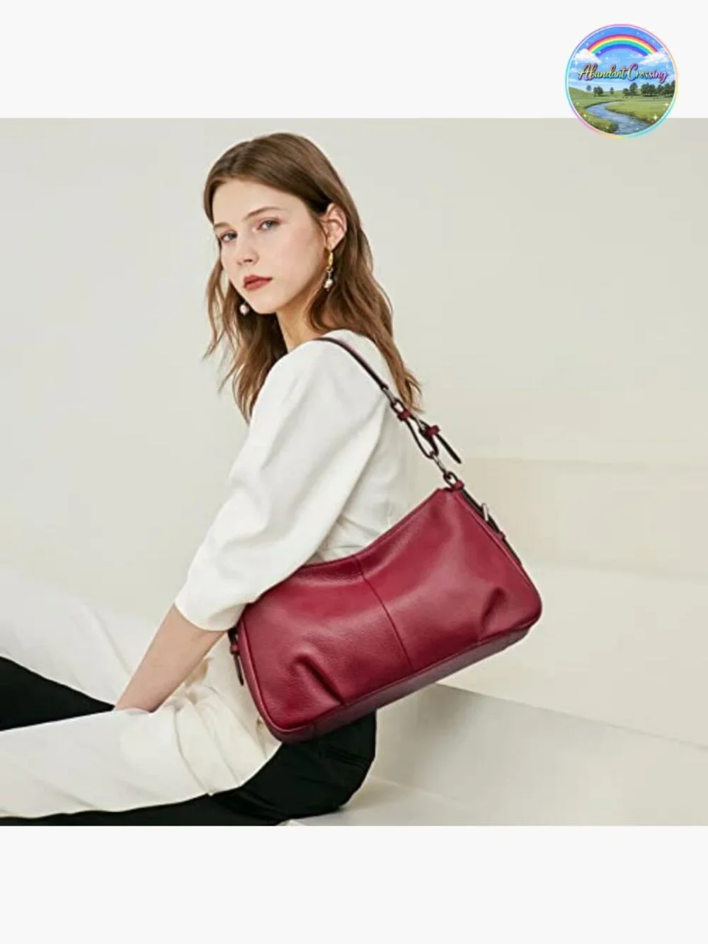 Genuine Leather Hobo Shoulder Bag Top Handle Handbag Ladies Purses